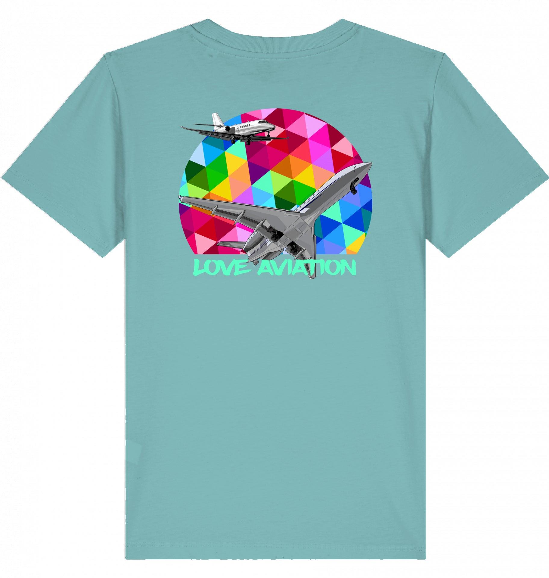 Aviation Kids Aviation T-Shirt "Love Aviation" Flugzeuge 2.0 Teal Monstera für Piloten, Crews, Kinder & Planespotter made by SUPERSONIC aero 4U