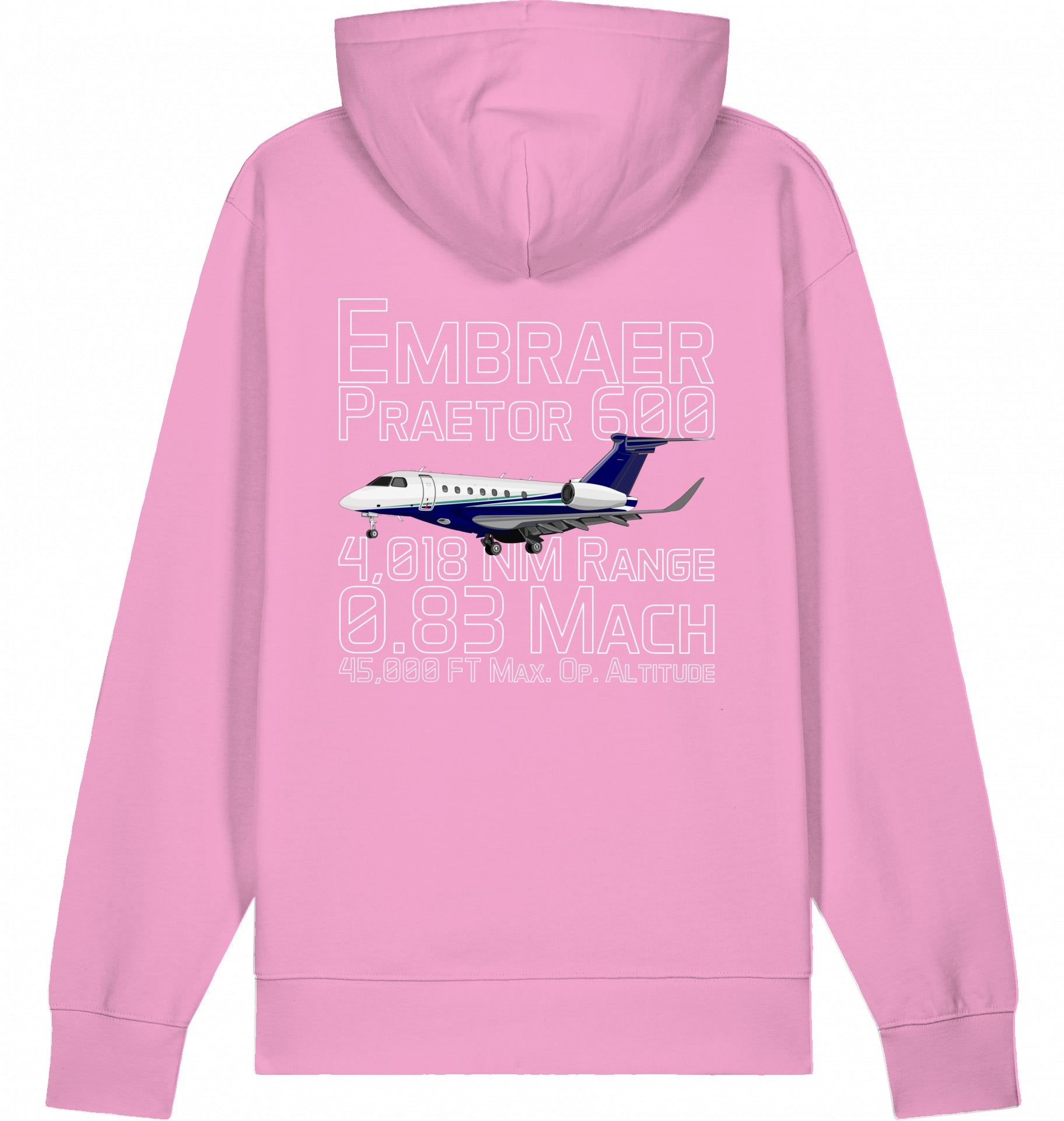 Aviation Flugzeug Hoodie Embraer 600 Praetor Datas Bubble Pink für Piloten, Crews, Kinder & Planespotter made by SUPERSONIC aero 4U