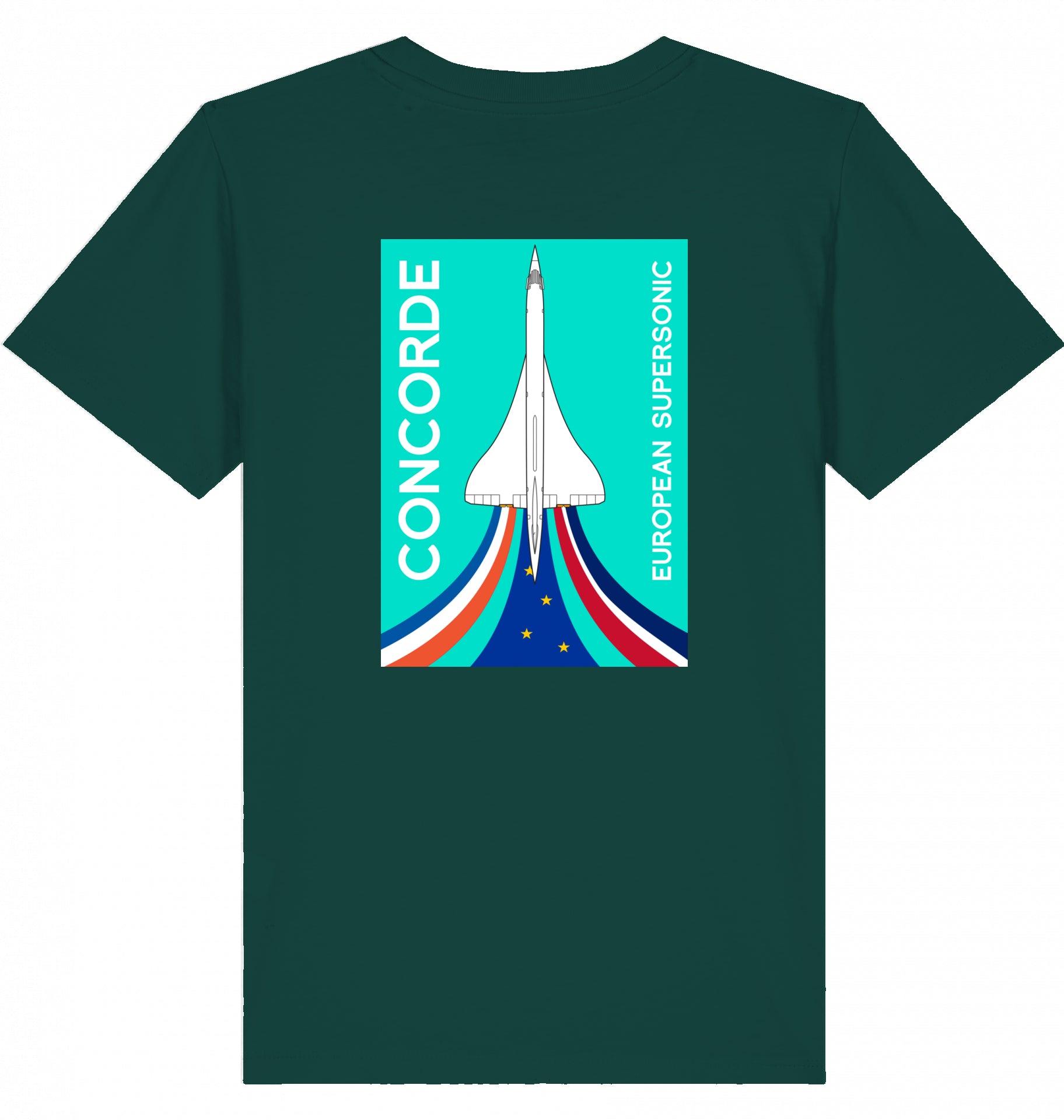 Aviation Kids Aviation T-Shirt "Concorde European Supersonic Aircraft" 2.0 Glazed Green für Piloten, Crews, Kinder & Planespotter made by SUPERSONIC aero 4U