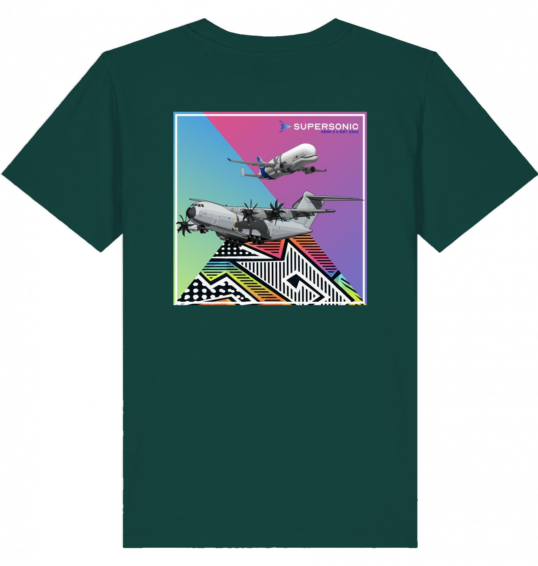 Aviation Kids Aviation T-Shirt Airbus A400M und Beluga Flugzeuge 2.0 Glazed Green für Piloten, Crews, Kinder & Planespotter made by SUPERSONIC aero 4U