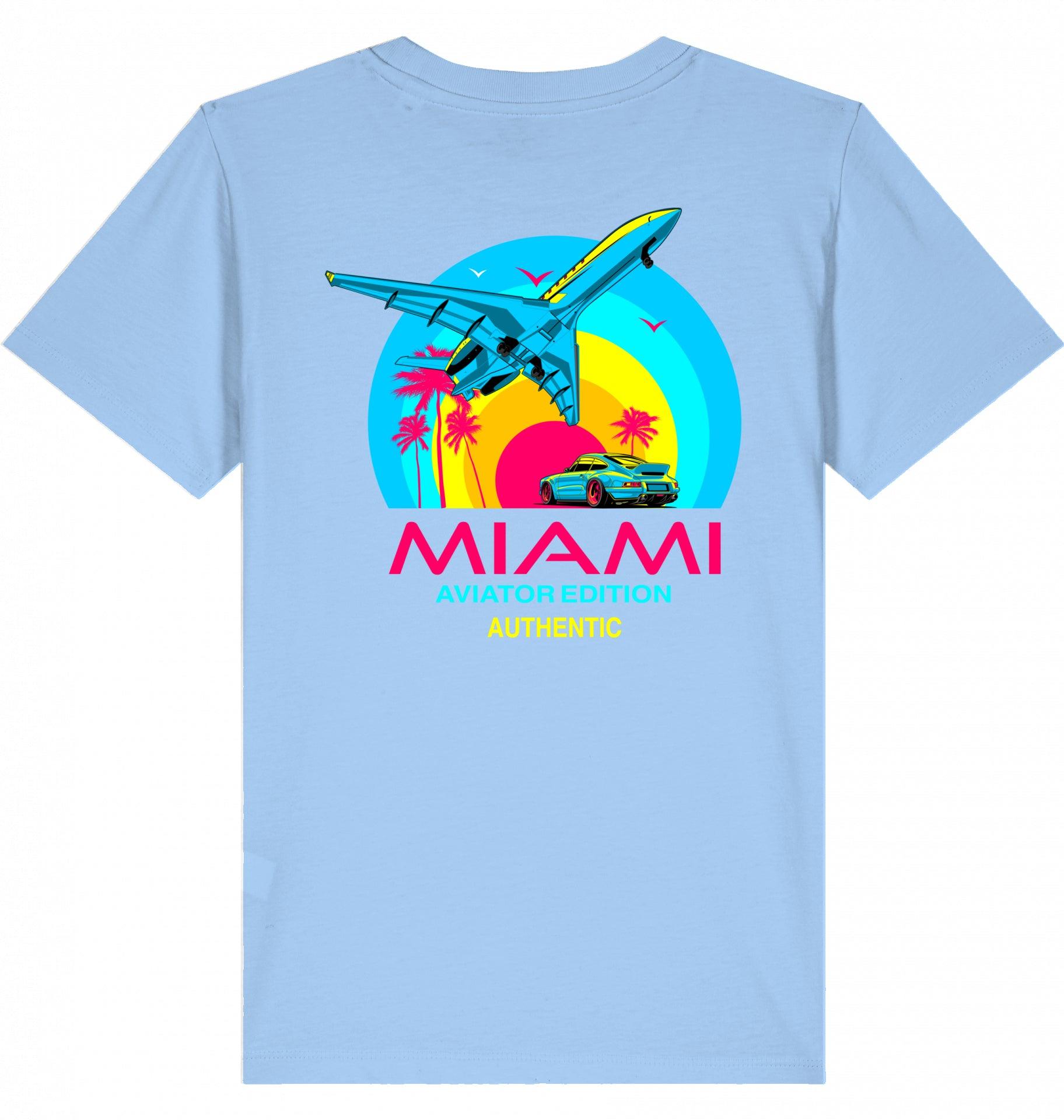Aviation Kids Aviation T-Shirt "Aviator Miami Summer" 2.0 Blue Soul für Piloten, Crews, Kinder & Planespotter made by SUPERSONIC aero 4U