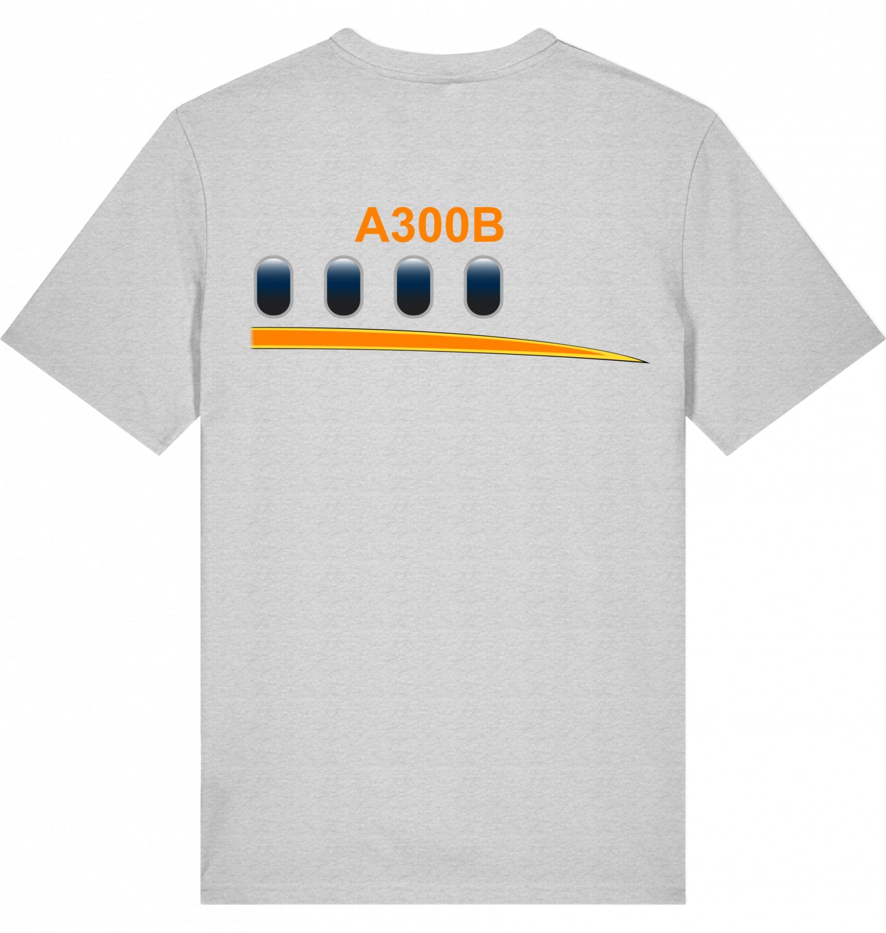 Aviation Flugzeug T-Shirt Airbus A300B Retro 50 Jahre Erstflug Cool Heather Grey für Piloten, Crews, Kinder & Planespotter made by SUPERSONIC aero 4U