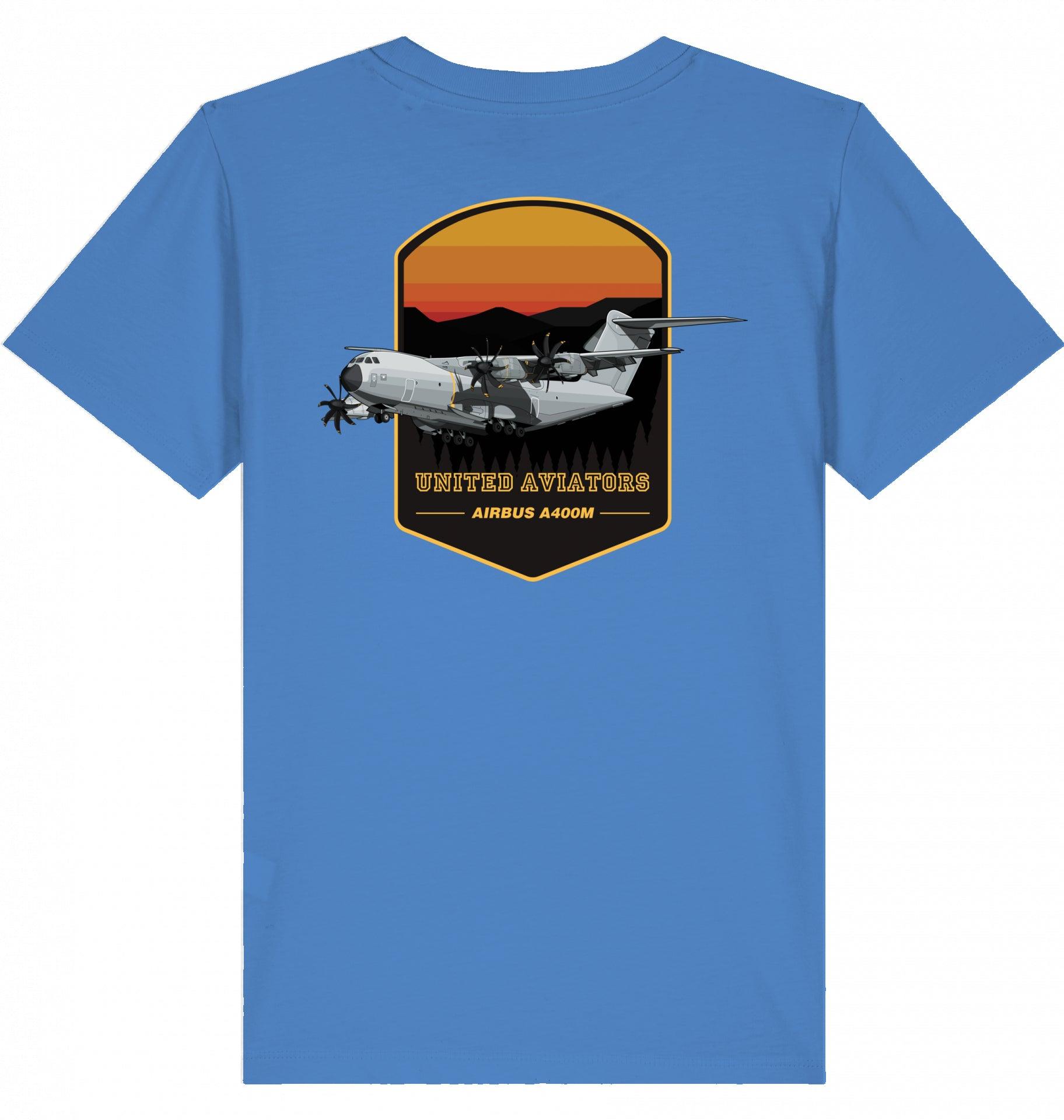 Aviation Kids Aviation T-Shirt United Aviators Airbus A400M Flugzeug2.0 Bright Blue für Piloten, Crews, Kinder & Planespotter made by SUPERSONIC aero 4U