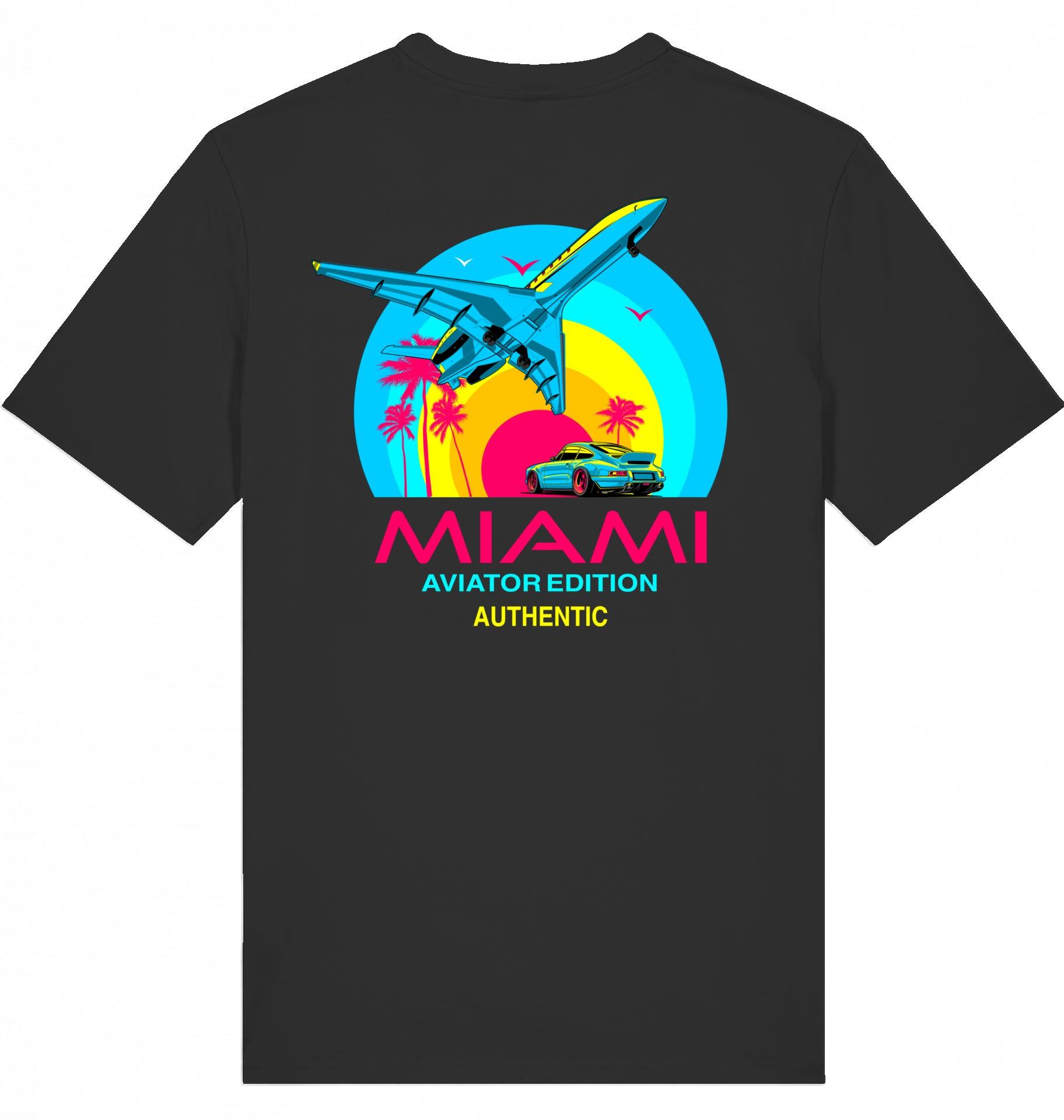 Aviation Flugzeug T-Shirt "Aviator Miami Summer" Black für Piloten, Crews, Kinder & Planespotter made by SUPERSONIC aero 4U