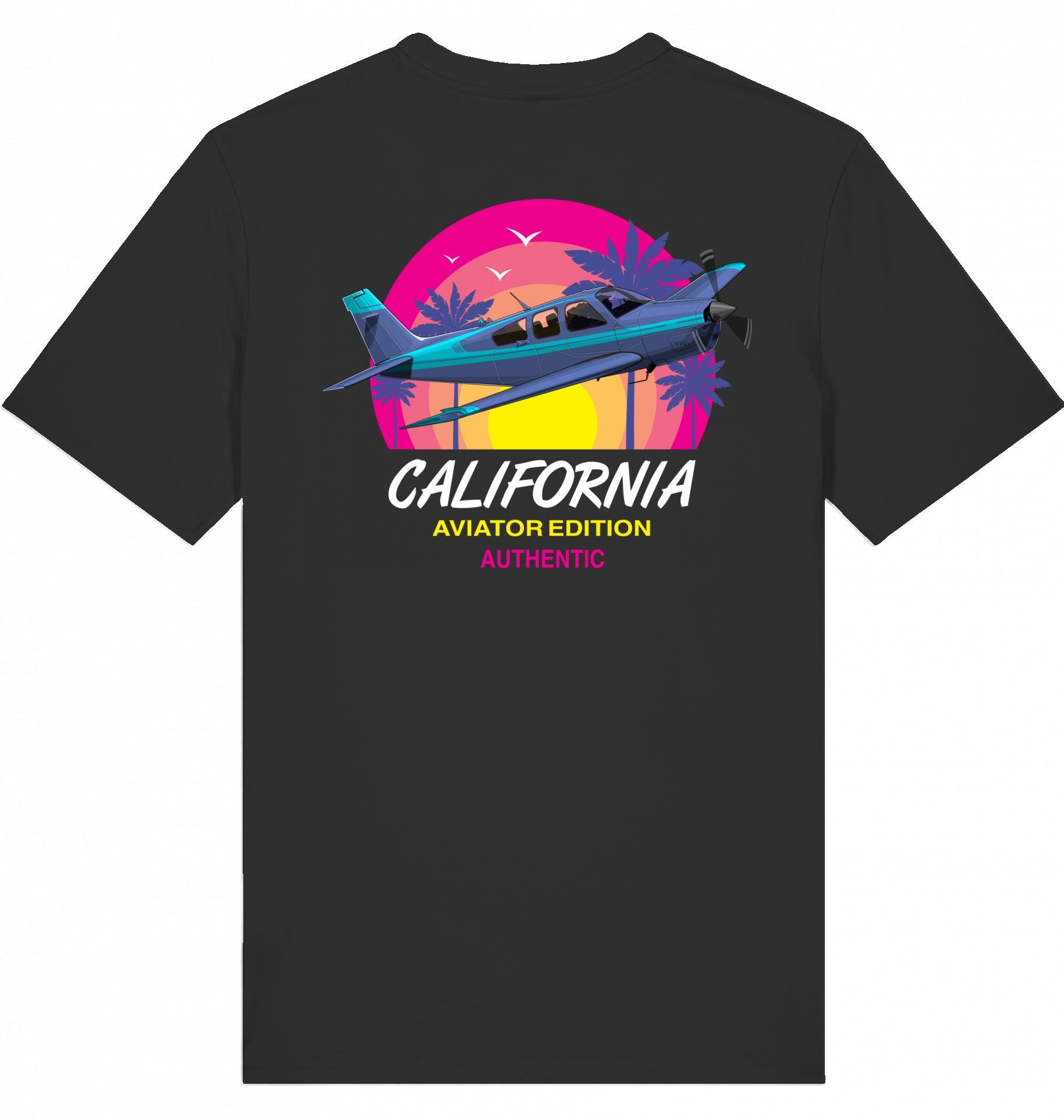 Aviation Flugzeug T-Shirt "Aviator California Summer" Black für Piloten, Crews, Kinder & Planespotter made by SUPERSONIC aero 4U