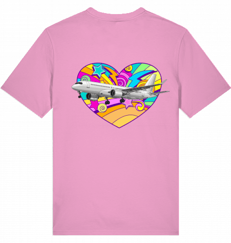Aviation Flugzeug T-Shirt "Airbus A220 Heart" für Airbuslovers Bubble Pink für Piloten, Crews, Kinder & Planespotter made by SUPERSONIC aero 4U