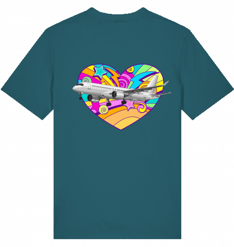 Aviation Flugzeug T-Shirt "Airbus A220 Heart" für Airbuslovers Stargazer für Piloten, Crews, Kinder & Planespotter made by SUPERSONIC aero 4U