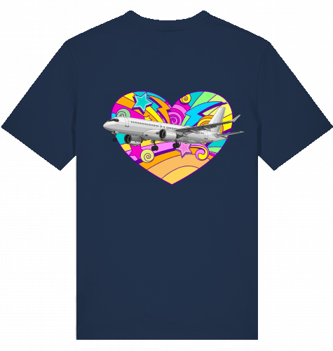 Aviation Flugzeug T-Shirt "Airbus A220 Heart" für Airbuslovers French Navy für Piloten, Crews, Kinder & Planespotter made by SUPERSONIC aero 4U