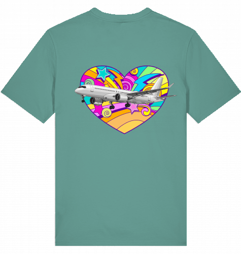 Aviation Flugzeug T-Shirt "Airbus A220 Heart" für Airbuslovers Green Bay für Piloten, Crews, Kinder & Planespotter made by SUPERSONIC aero 4U