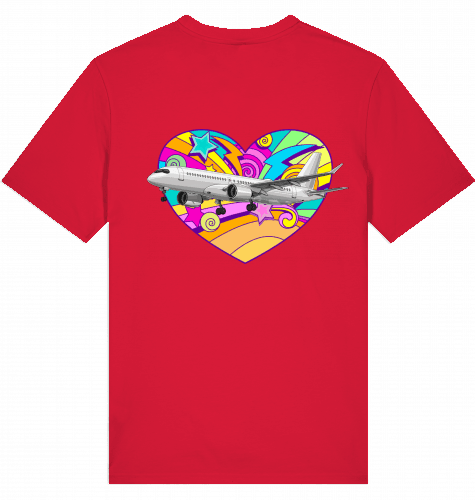 Aviation Flugzeug T-Shirt "Airbus A220 Heart" für Airbuslovers Red für Piloten, Crews, Kinder & Planespotter made by SUPERSONIC aero 4U