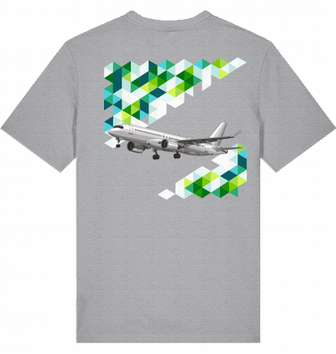 Aviation Flugzeug T-Shirt "Airbus A220 Lovers" für Flight & Cabin Crews Mid Heather Grey für Piloten, Crews, Kinder & Planespotter made by SUPERSONIC aero 4U