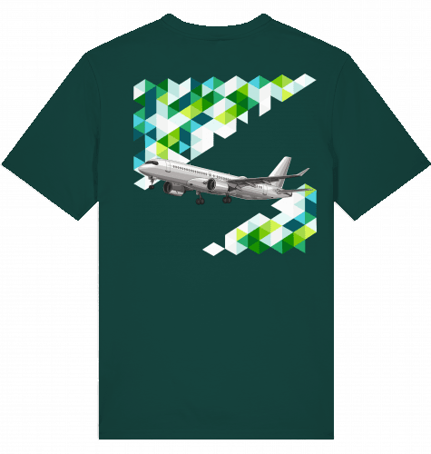 Aviation Flugzeug T-Shirt "Airbus A220 Lovers" für Flight & Cabin Crews Glazed Green für Piloten, Crews, Kinder & Planespotter made by SUPERSONIC aero 4U