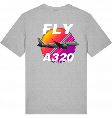 Aviation Flugzeug T-Shirt "Airbus A320 ACJneo" Pilot & Crew Shirt Heather Grey für Piloten, Crews, Kinder & Planespotter made by SUPERSONIC aero 4U
