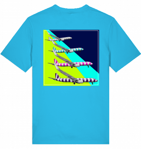 Aviation Flugzeug T-Shirt "Airbus A320 Charter Flights" Aircraft Landing Aqua Blue für Piloten, Crews, Kinder & Planespotter made by SUPERSONIC aero 4U
