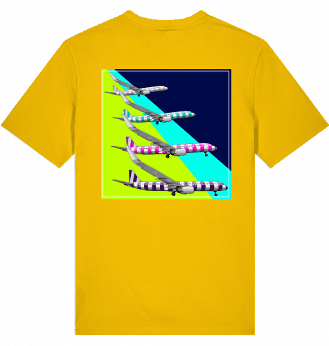 Aviation Flugzeug T-Shirt "Airbus A320 Charter Flights" Aircraft Landing Spectra Yellow für Piloten, Crews, Kinder & Planespotter made by SUPERSONIC aero 4U