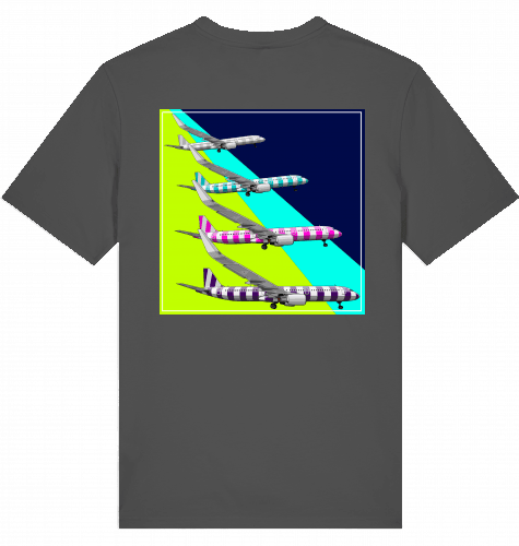 Aviation Flugzeug T-Shirt "Airbus A320 Charter Flights" Aircraft Landing Anthracite für Piloten, Crews, Kinder & Planespotter made by SUPERSONIC aero 4U