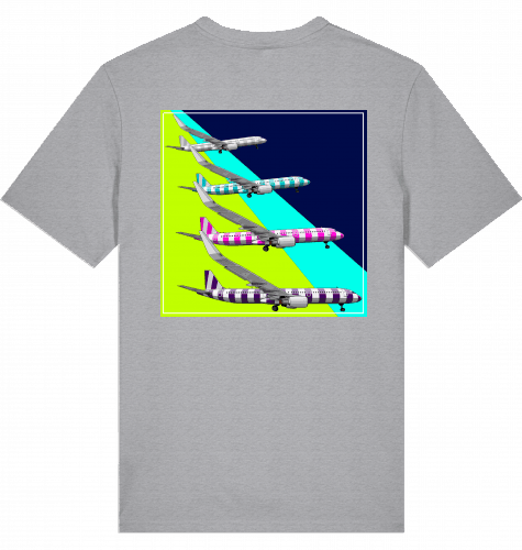 Aviation Flugzeug T-Shirt "Airbus A320 Charter Flights" Aircraft Landing Mid Heather Grey für Piloten, Crews, Kinder & Planespotter made by SUPERSONIC aero 4U