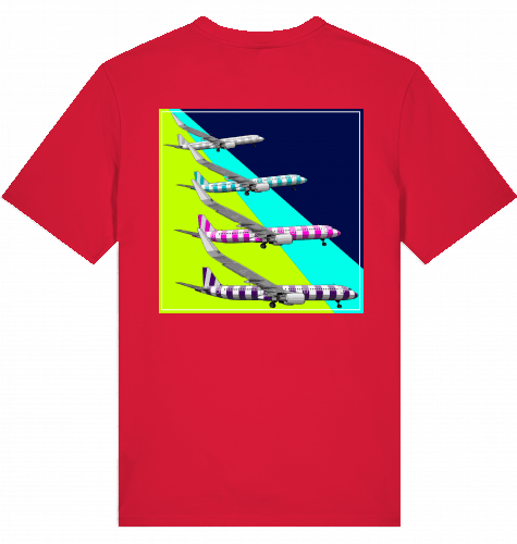 Aviation Flugzeug T-Shirt "Airbus A320 Charter Flights" Aircraft Landing Red für Piloten, Crews, Kinder & Planespotter made by SUPERSONIC aero 4U
