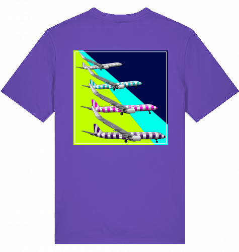 Aviation Flugzeug T-Shirt "Airbus A320 Charter Flights" Aircraft Landing Purple Love für Piloten, Crews, Kinder & Planespotter made by SUPERSONIC aero 4U