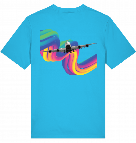 Aviation Flugzeug T-Shirt "Airbus A380 Rainbow" Pilot und Crew Shirt Aqua Blue für Piloten, Crews, Kinder & Planespotter made by SUPERSONIC aero 4U