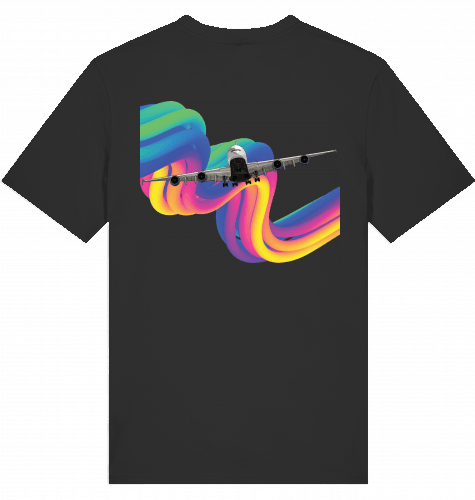 Aviation Flugzeug T-Shirt "Airbus A380 Rainbow" Pilot und Crew Shirt Black für Piloten, Crews, Kinder & Planespotter made by SUPERSONIC aero 4U