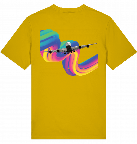 Aviation Flugzeug T-Shirt "Airbus A380 Rainbow" Pilot und Crew Shirt Ochre für Piloten, Crews, Kinder & Planespotter made by SUPERSONIC aero 4U