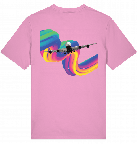 Aviation Flugzeug T-Shirt "Airbus A380 Rainbow" Pilot und Crew Shirt Bubble Pink für Piloten, Crews, Kinder & Planespotter made by SUPERSONIC aero 4U