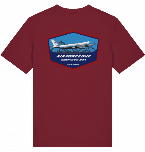 Aviation Flugzeug T-Shirt "Boeing Airforce One B747 jumbojet" Pilot Shirt Burgundy für Piloten, Crews, Kinder & Planespotter made by SUPERSONIC aero 4U