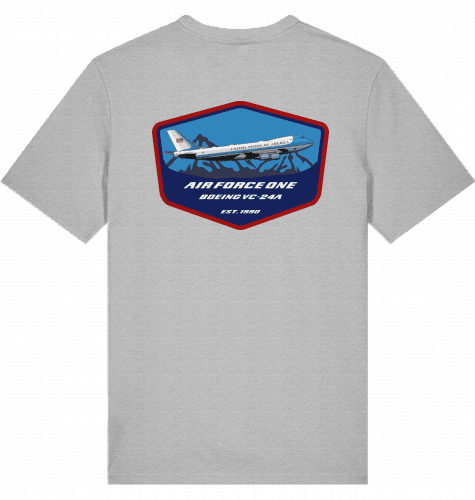 Aviation Flugzeug T-Shirt "Boeing Airforce One B747 jumbojet" Pilot Shirt Heather Grey für Piloten, Crews, Kinder & Planespotter made by SUPERSONIC aero 4U