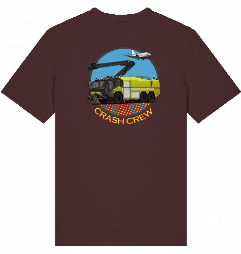 Aviation Airport T-Shirt "Airport Fire Rescue ARFF - Crash Crew" für Aviators Red Brown für Piloten, Crews, Kinder & Planespotter made by SUPERSONIC aero 4U