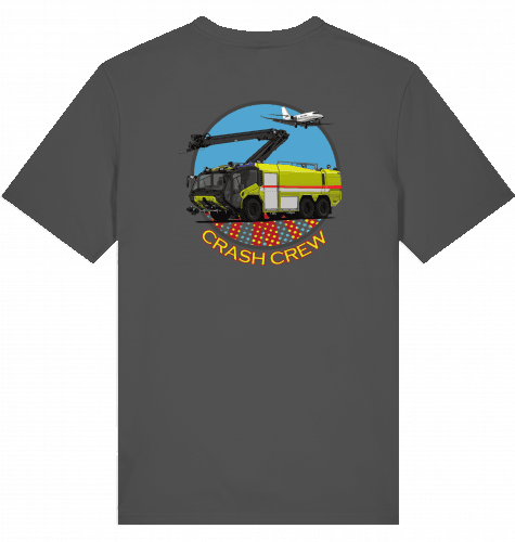 Aviation Airport T-Shirt "Airport Fire Rescue ARFF - Crash Crew" für Aviators Anthracite für Piloten, Crews, Kinder & Planespotter made by SUPERSONIC aero 4U