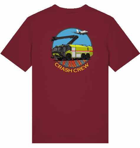 Aviation Airport T-Shirt "Airport Fire Rescue ARFF - Crash Crew" für Aviators Burgundy für Piloten, Crews, Kinder & Planespotter made by SUPERSONIC aero 4U