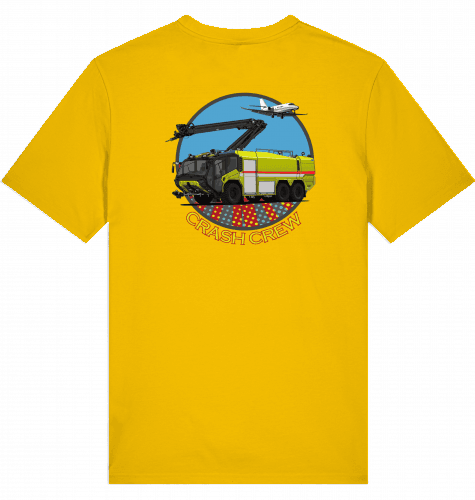 Aviation Airport T-Shirt "Airport Fire Rescue ARFF - Crash Crew" für Aviators Spectra Yellow für Piloten, Crews, Kinder & Planespotter made by SUPERSONIC aero 4U
