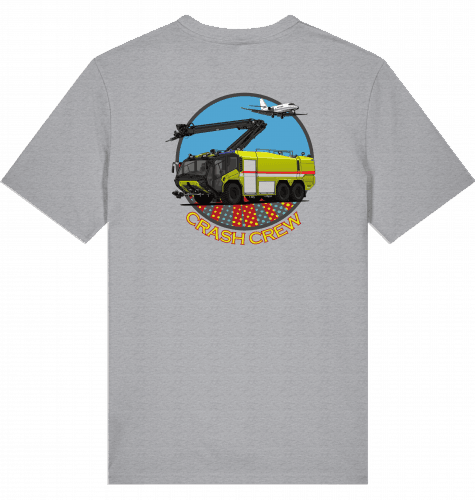 Aviation Airport T-Shirt "Airport Fire Rescue ARFF - Crash Crew" für Aviators Mid Heather Grey für Piloten, Crews, Kinder & Planespotter made by SUPERSONIC aero 4U