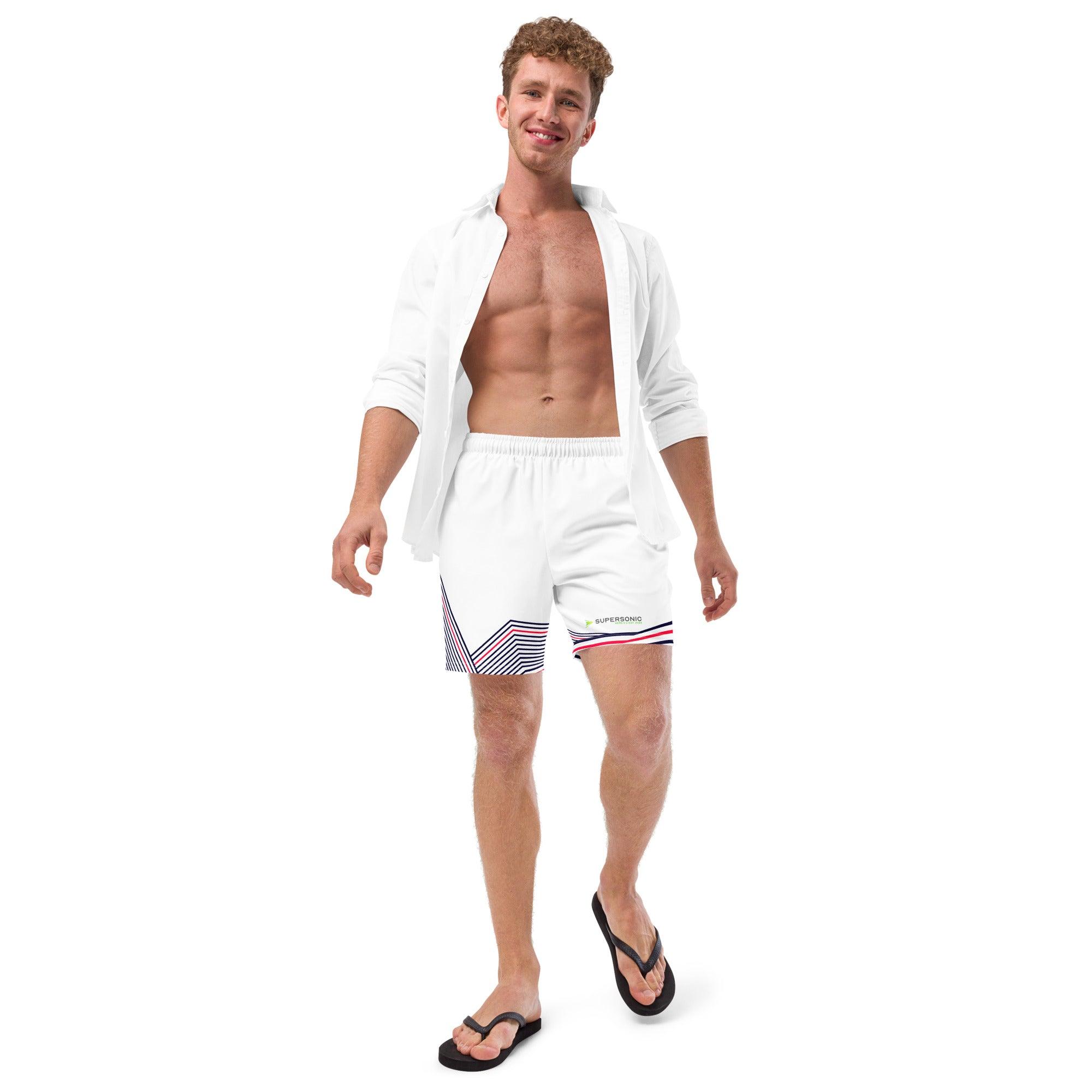 Aviation Badeshorts "Stripes" weiss 6XL für Piloten, Crews, Kinder & Planespotter made by SUPERSONIC aero 4U