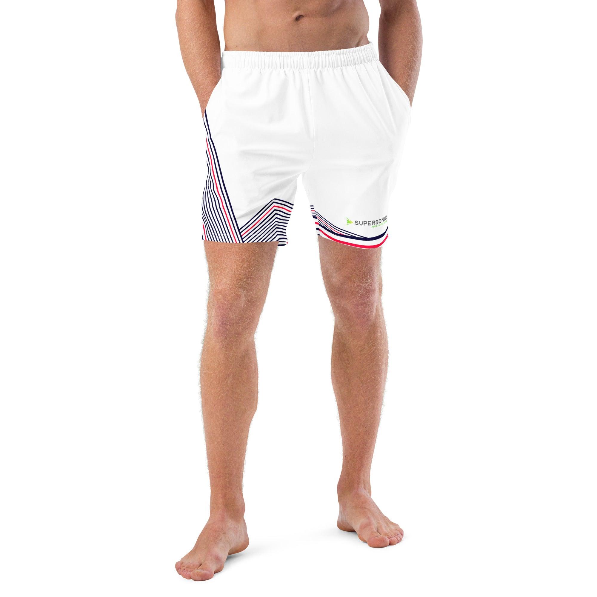 Aviation Badeshorts "Stripes" weiss für Piloten, Crews, Kinder & Planespotter made by SUPERSONIC aero 4U