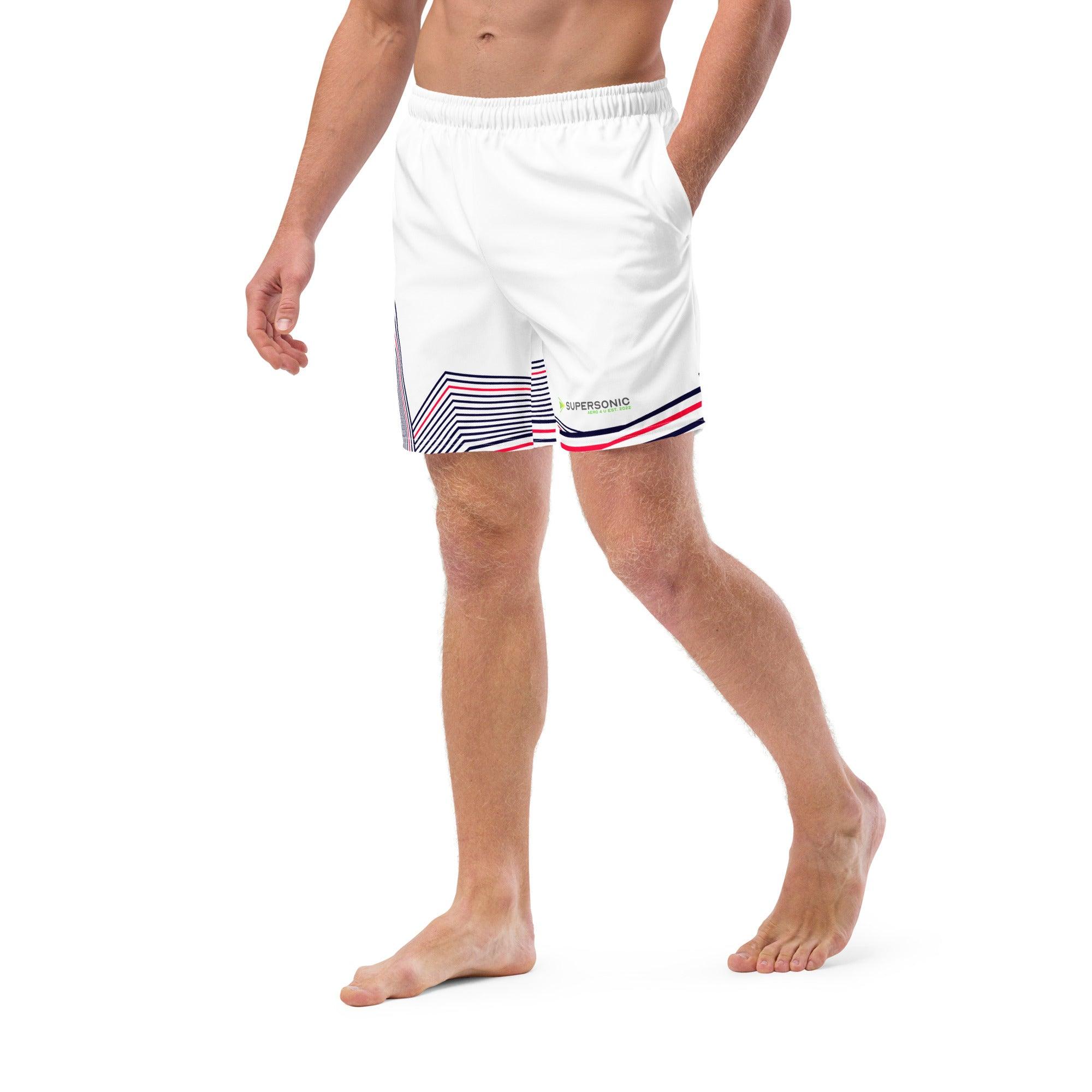 Aviation Badeshorts "Stripes" weiss für Piloten, Crews, Kinder & Planespotter made by SUPERSONIC aero 4U