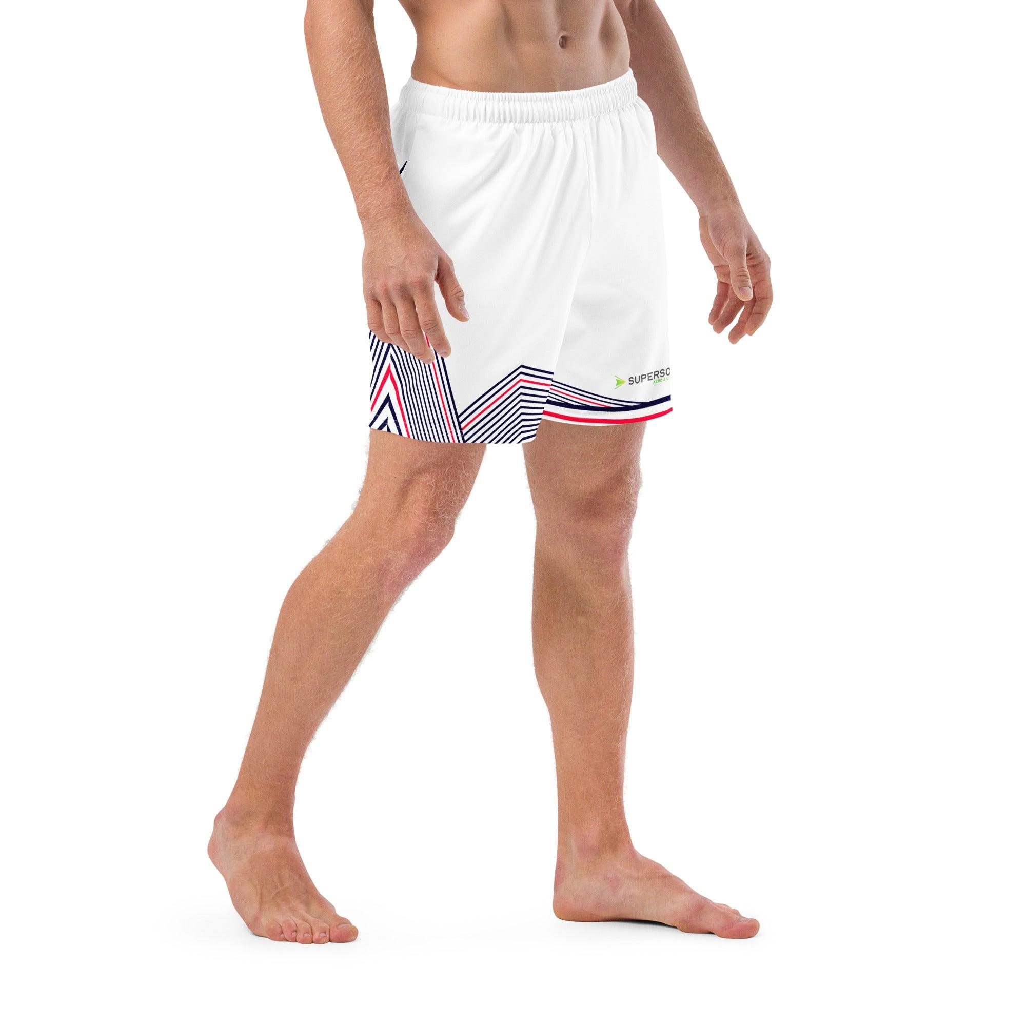 Aviation Badeshorts "Stripes" weiss für Piloten, Crews, Kinder & Planespotter made by SUPERSONIC aero 4U