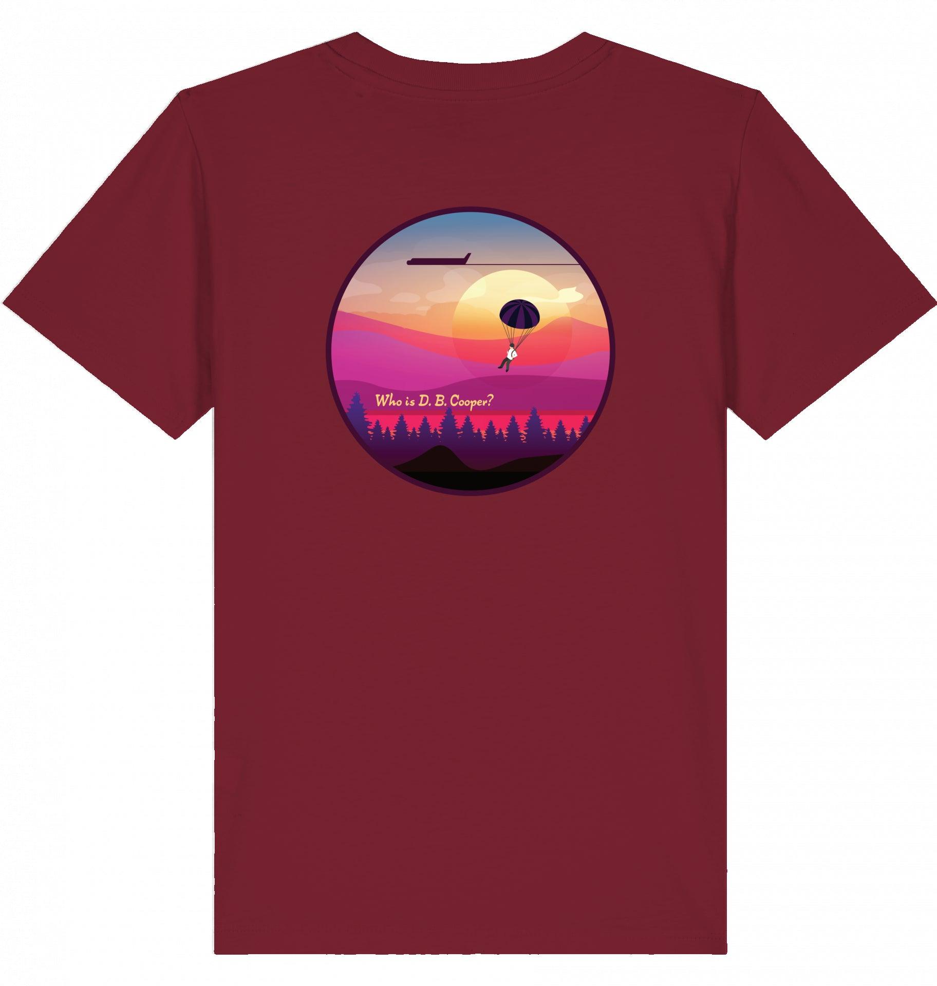Aviation Kids Aviation T-Shirt "Who is D.B. Cooper?" 2.0 Burgundy für Piloten, Crews, Kinder & Planespotter made by SUPERSONIC aero 4U
