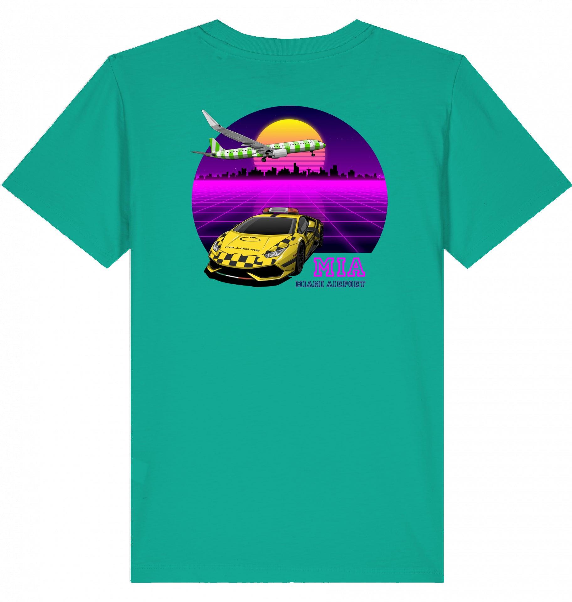 Aviation Kids Aviation T-Shirt MIA Miami Airport 80ties 2.0 Go Green für Piloten, Crews, Kinder & Planespotter made by SUPERSONIC aero 4U