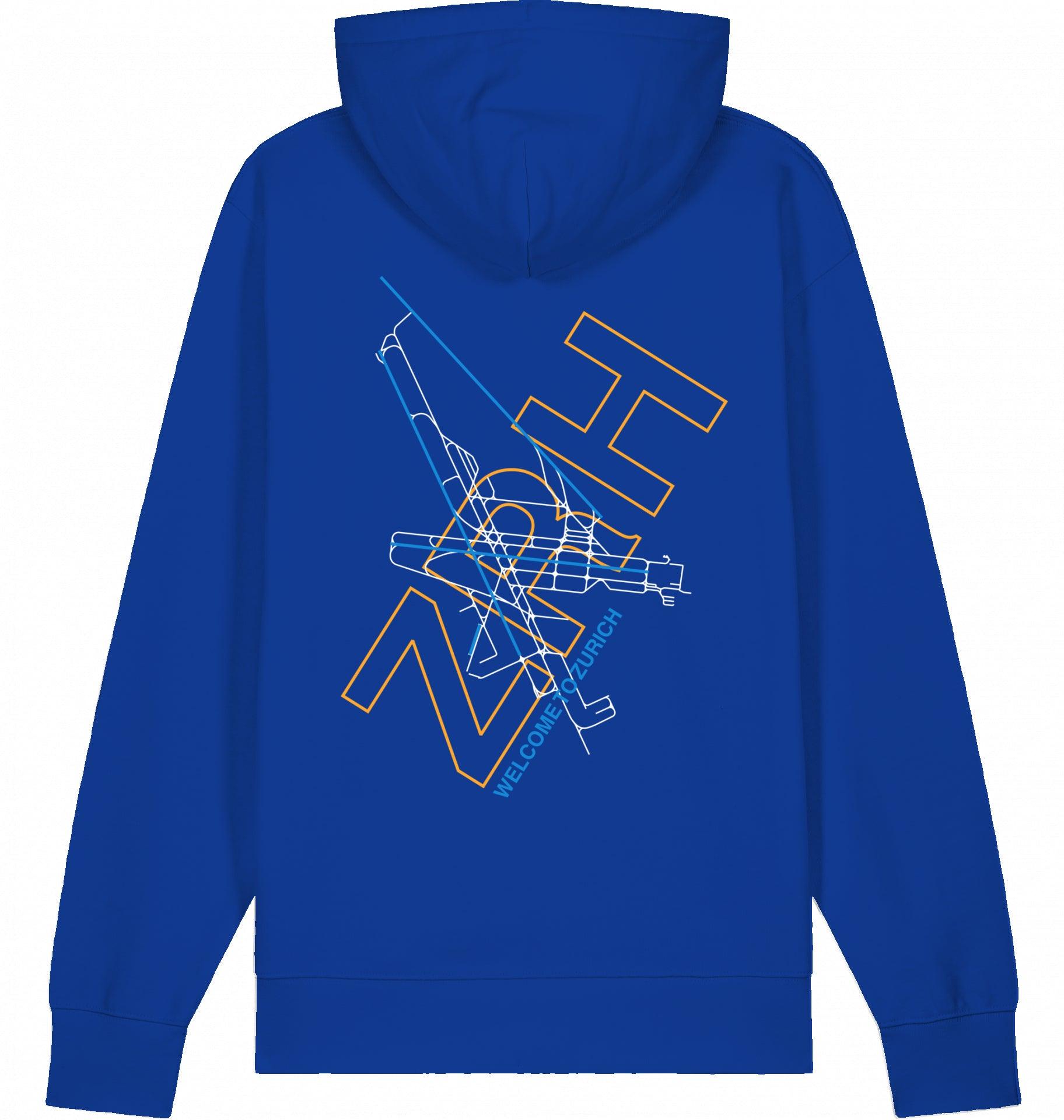 Aviation Zurich ZRH Airport Hoodie 2.0 Worker Blue für Piloten, Crews, Kinder & Planespotter made by SUPERSONIC aero 4U