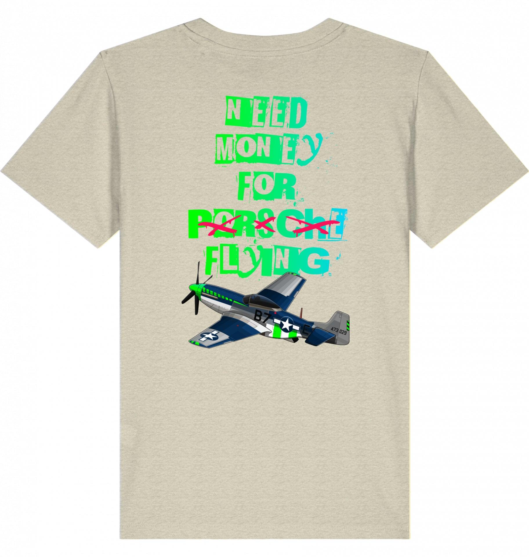 Aviation Kids Aviation T-Shirt "Need Money for Flying" 2.0 Eco-Heather für Piloten, Crews, Kinder & Planespotter made by SUPERSONIC aero 4U
