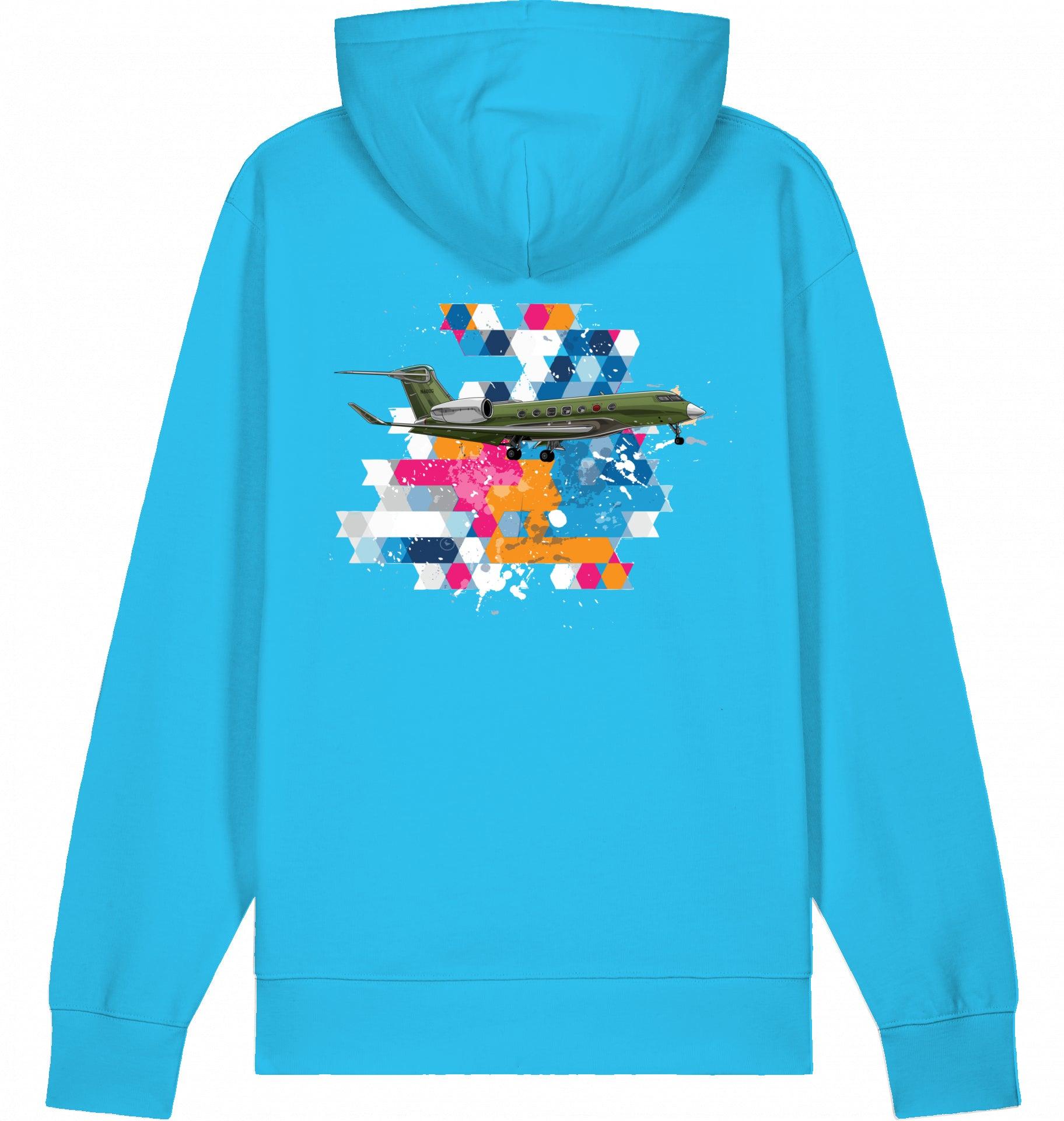 Aviation Flugzeug Hoodie Privatjet Gulfstream G500/600 Aqua Blue für Piloten, Crews, Kinder & Planespotter made by SUPERSONIC aero 4U