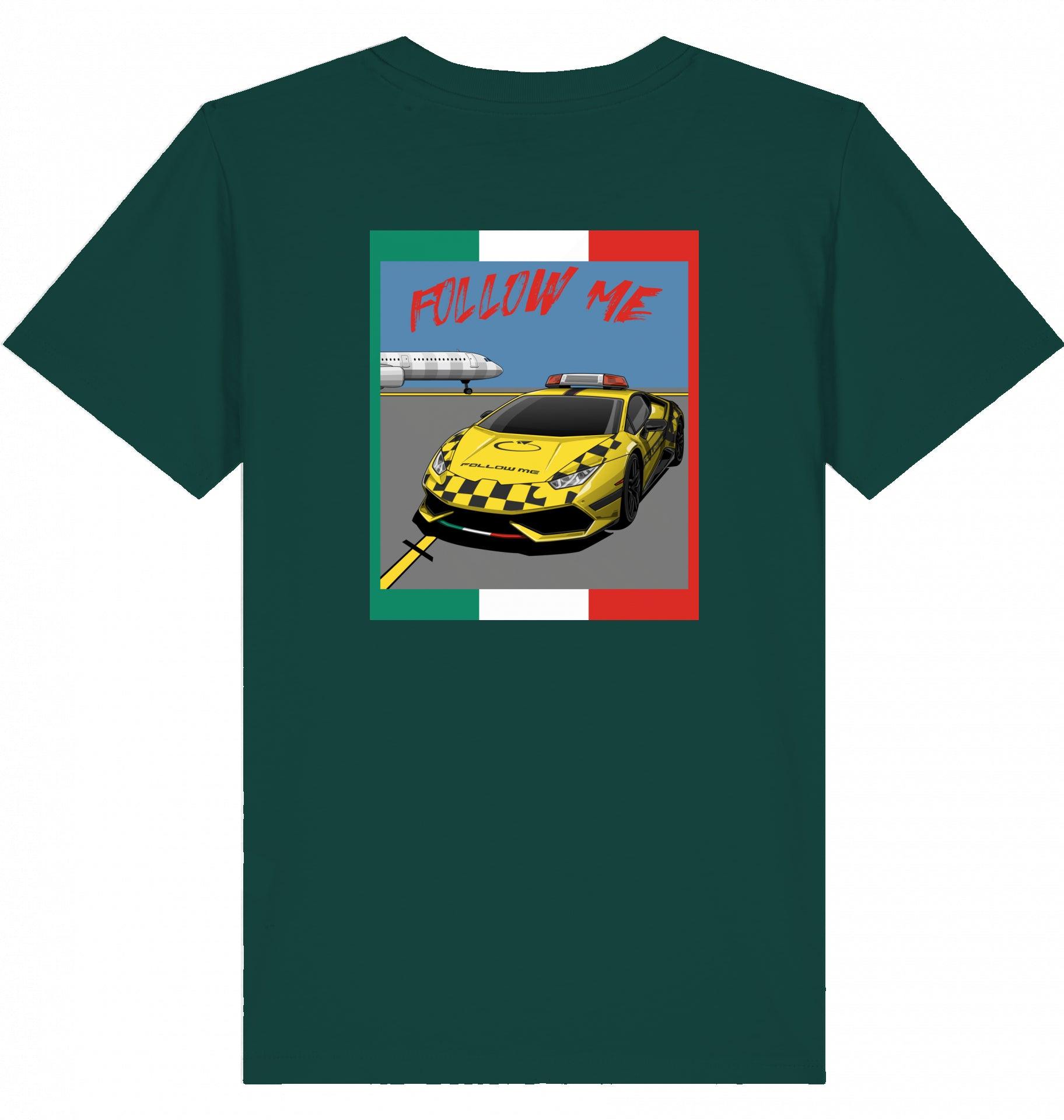 Aviation Kids Aviation T-Shirt "Follow Me Supercar" Flughafen 2.0 Glazed Green für Piloten, Crews, Kinder & Planespotter made by SUPERSONIC aero 4U