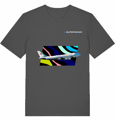 Aviation Boeing B747 Airforce One Presidential Aircraft T-shirt für Piloten & Crews Anthracite für Piloten, Crews, Kinder & Planespotter made by SUPERSONIC aero 4U
