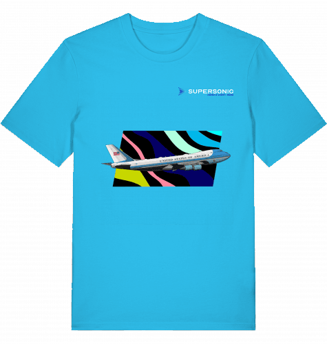 Aviation Boeing B747 Airforce One Presidential Aircraft T-shirt für Piloten & Crews Aqua Blue für Piloten, Crews, Kinder & Planespotter made by SUPERSONIC aero 4U