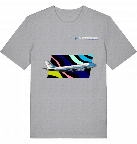 Aviation Boeing B747 Airforce One Presidential Aircraft T-shirt für Piloten & Crews Mid Heather Grey für Piloten, Crews, Kinder & Planespotter made by SUPERSONIC aero 4U
