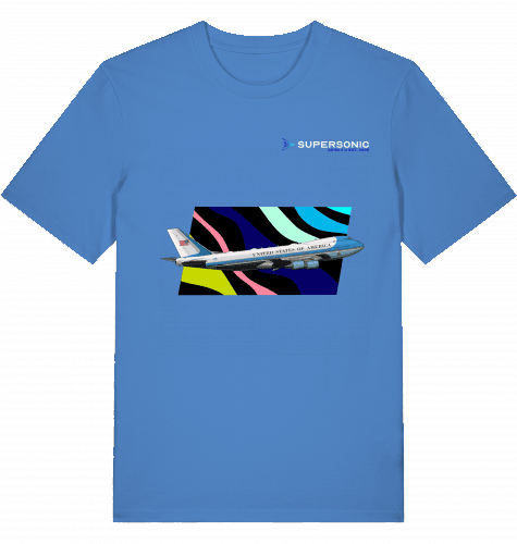 Aviation Boeing B747 Airforce One Presidential Aircraft T-shirt für Piloten & Crews Bright Blue für Piloten, Crews, Kinder & Planespotter made by SUPERSONIC aero 4U