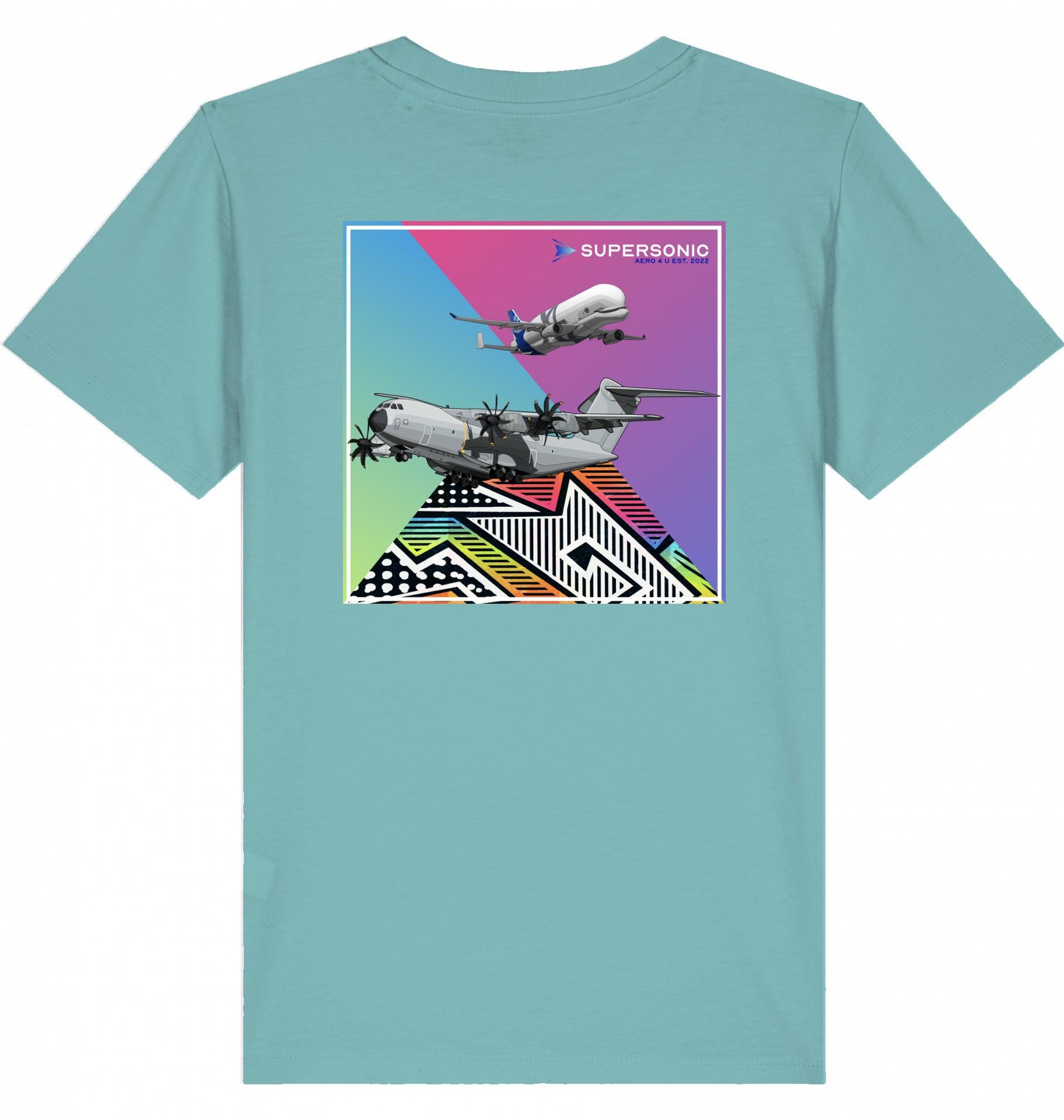 Aviation Kids Aviation T-Shirt Airbus A400M und Beluga Flugzeuge 2.0 Teal Monstera für Piloten, Crews, Kinder & Planespotter made by SUPERSONIC aero 4U