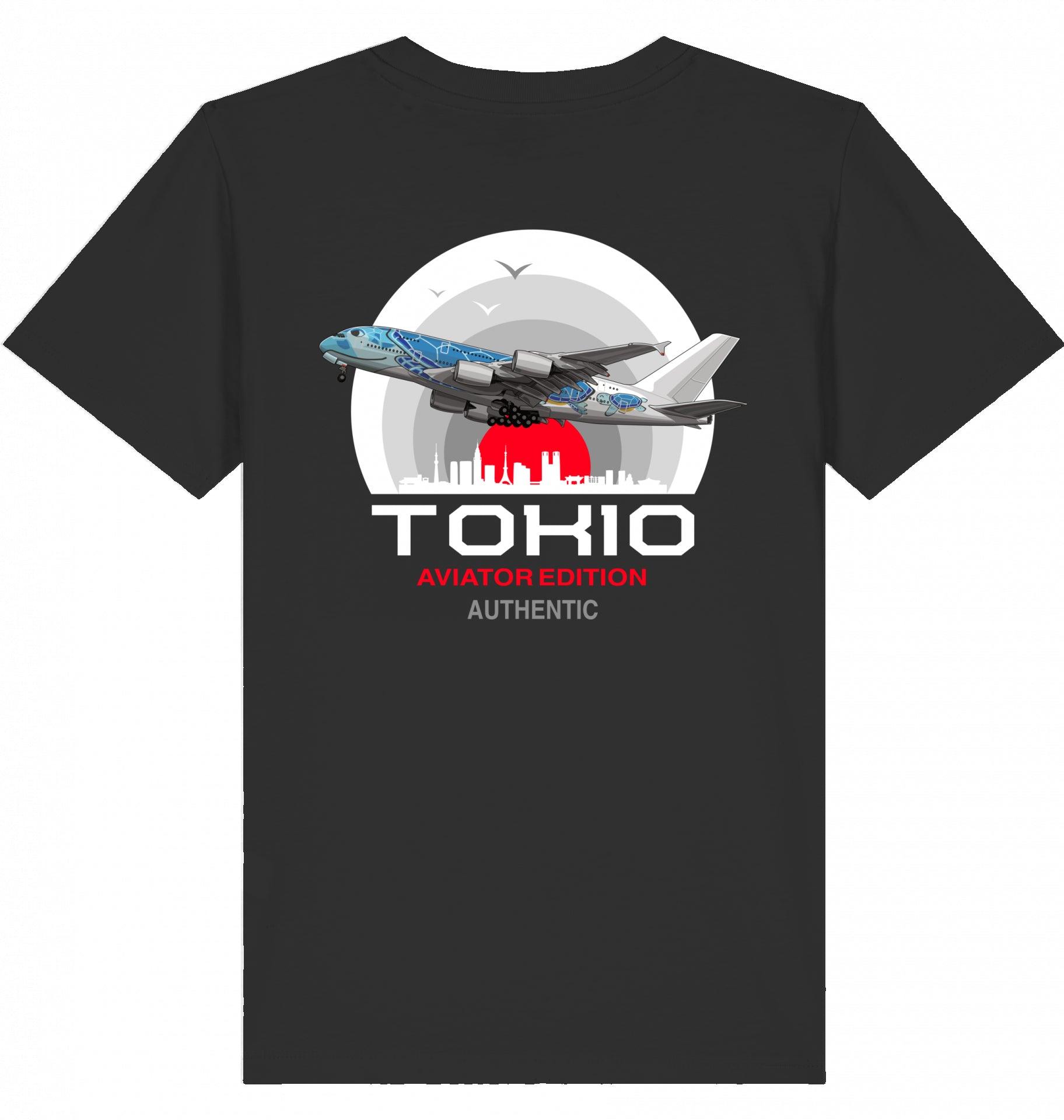 Aviation Kids Aviation T-Shirt "Aviator Tokio Summer" 2.0 Black für Piloten, Crews, Kinder & Planespotter made by SUPERSONIC aero 4U